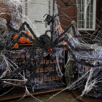GHYKL Halloween Giant Spider 5 Ft Outdoor Halloween Decorations Large Fake Hairy Spider Scary Furry Spider Props Outside Yard Creepy Decor, Black