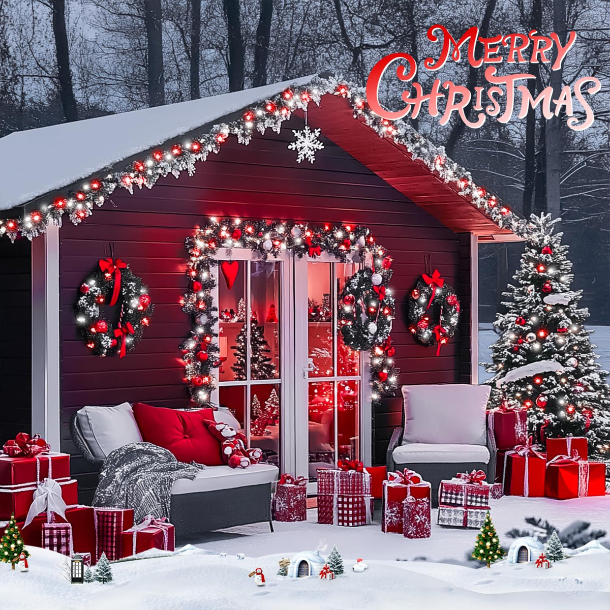 JMEXSUSS 66ft 200 LED Red and White Christmas Lights, Outdoor String Plug-in, Expandable for Tree Outside Party Home Decorations
