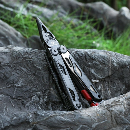 MOSSY OAK Multitool, 19-in-1 Stainless Steel Multi Tool Pliers, Survival Tools with Fire Starter, Window Breaker, Whistler, Self-locking EDC Gear with Sheath for Outdoor, Survival, Camping, Hiking