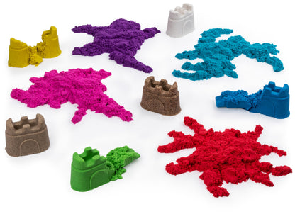 Kinetic Sand, Castle Containers 10-Colour Pack Non-Toxic Educational and Creative Sensory Play Sand Toys for Boys and Girls Aged 3+