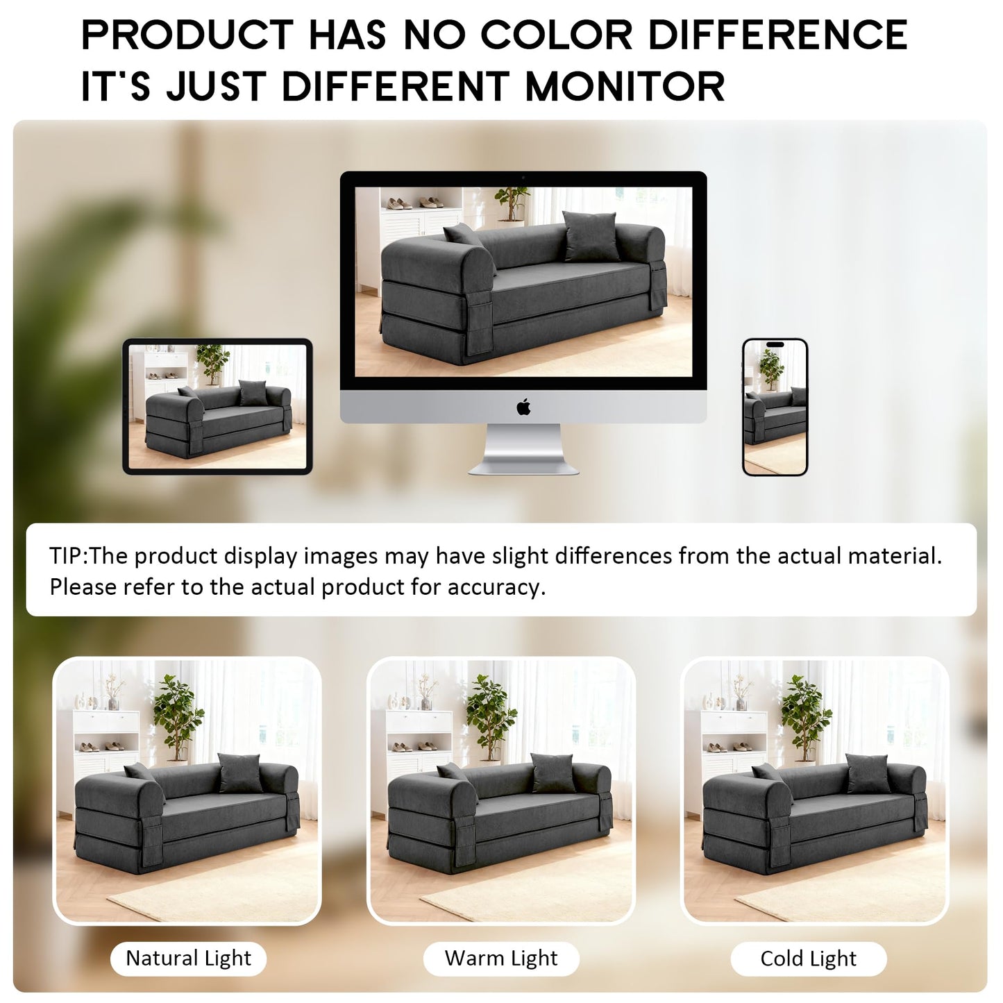 78.5" Convertible Sleeper Sofa Bed, Faux Leather Deep Seat Folding Floor Sofa with Pullout Bed & 2 Pillows, No Assembly Modern Boneless Couch Compression Sofa in Box for Living Room, Office, Gray