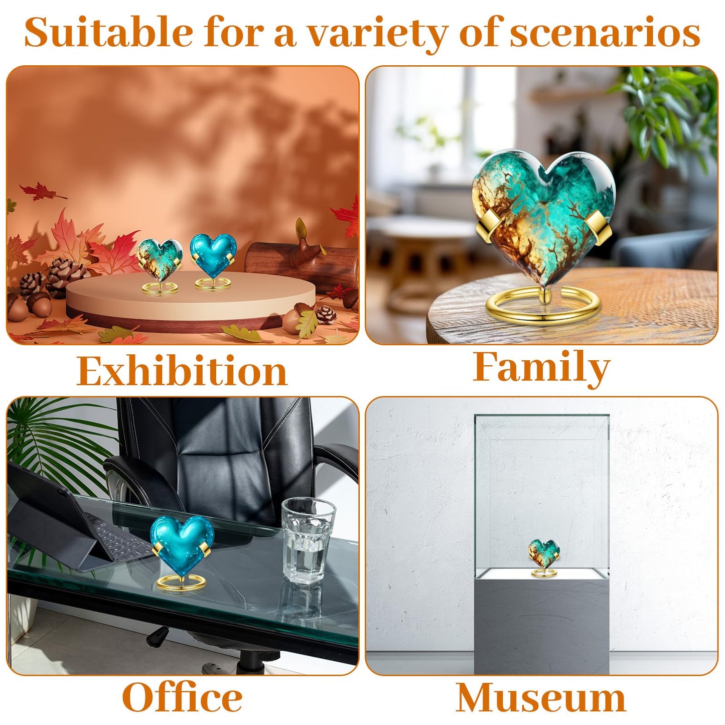 Leooomap 12 Pcs Gold Metal Crystal Holder Display Stand for Gemstones, Minerals, Agate Slabs, Fossils, Rocks & Specimens - Elegant Easel for Home Decor, Collection Showcase (2.44 x 2.36 x 1.97 Inch)