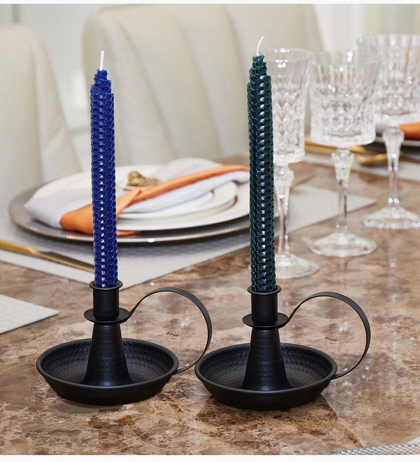 AlsoLife Retro Iron Taper Candle Holder，Black Candlestick Holders Candlelight Stand for Farmhouse Decor Home Wedding Party Table Decoration（2pcs）