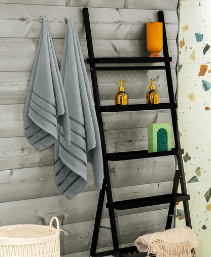 Utopia Towels 8-Piece Luxury Towel Set, 2 Bath Towels, 2 Hand Towels, and 4 Wash Cloths, 500 GSM, 97% Ring Spun Cotton Highly Absorbent Viscose Stripe Towels Ideal for Everyday use (Cool Grey)