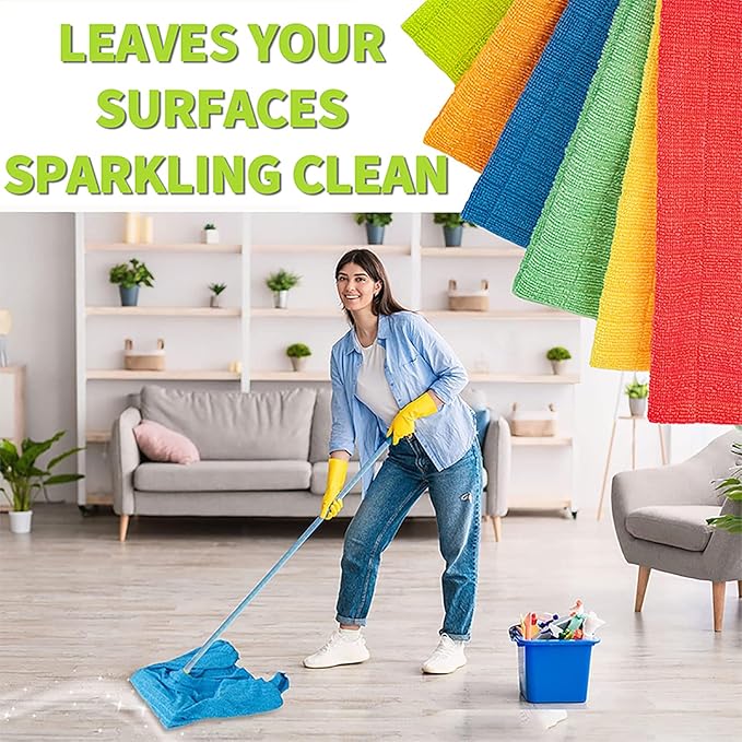 HELOMOR 6 Extra Large Microfiber Cleaning Cloths, Reusable Multi-Purpose