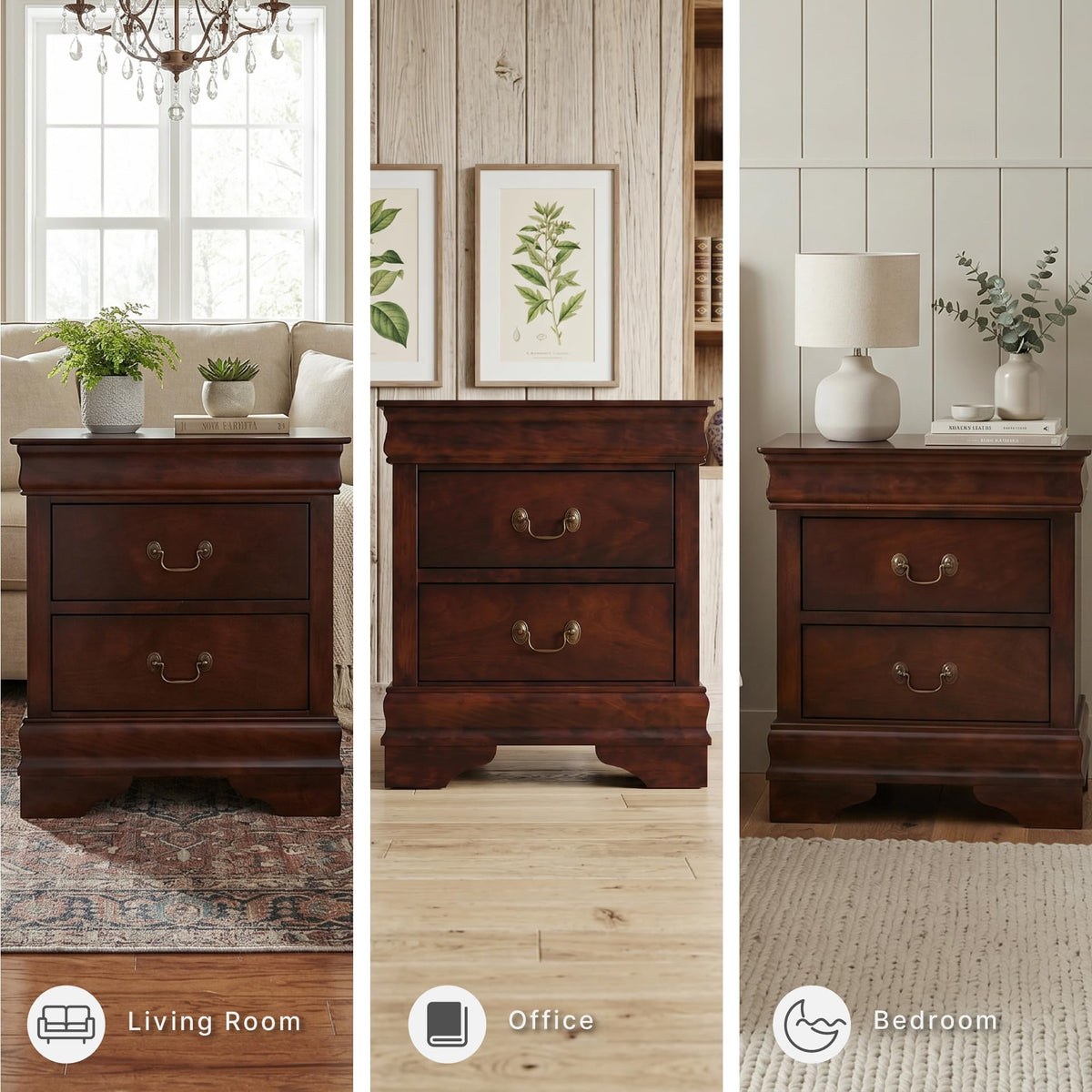 Signature Design by Ashley Alisdair Traditional 2 Drawer Nightstand, 23.75" Tall, Dark Brown