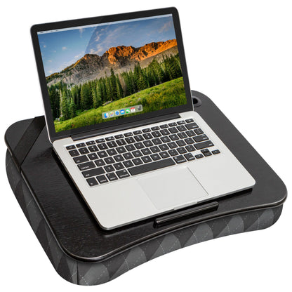LAPGEAR XL Designer Lap Desk with Phone Holder and Device Ledge - Gray Argyle - Fits up to 17.3 Inch Laptops - Style No. 45538