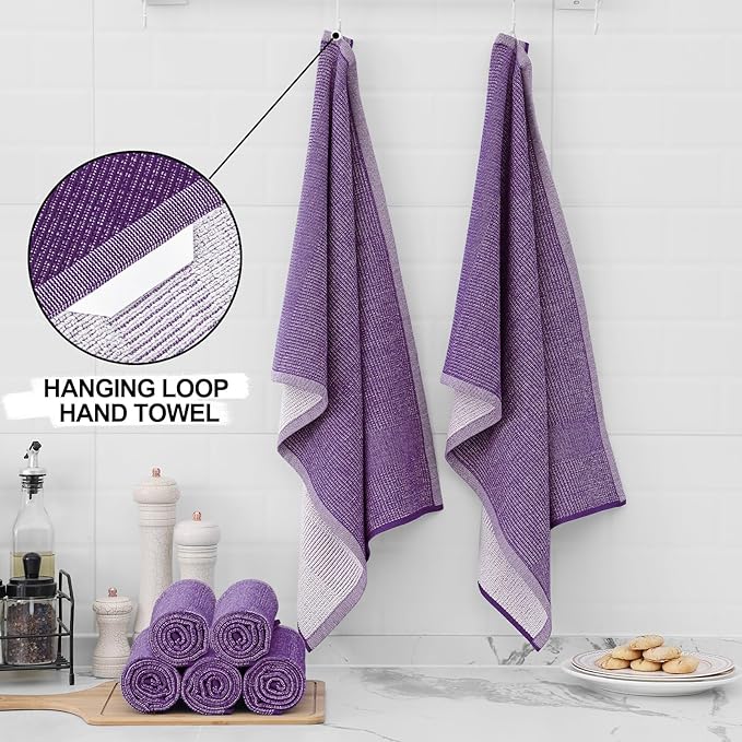 Homaxy Premium Kitchen Towels, Large Cotton Kitchen Hand Towels, Flat and Terry