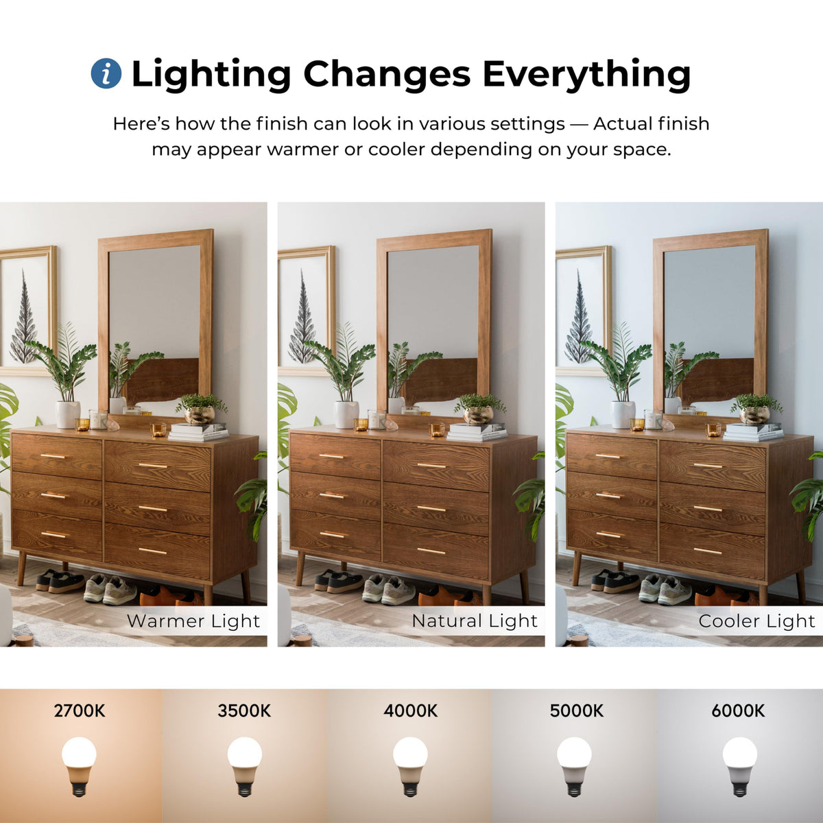 Furniture of America Wyatt Modern Solid Wood Bedroom Collection with Queen Bed Frame, Nightstands, Dresser with Mirror, No Box Spring Needed, Walnut, Standard Low Profile, 5-Piece Set
