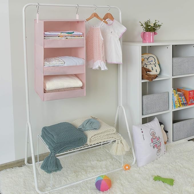 GRANNY SAYS 3-Shelf Hanging Closet Organizer, Collapsible Closet Hanging Shelves
