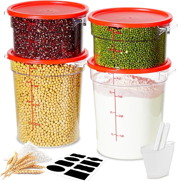2QT NSF Food Storage Containers: 8 PCS Commercial Clear Round Food Storage