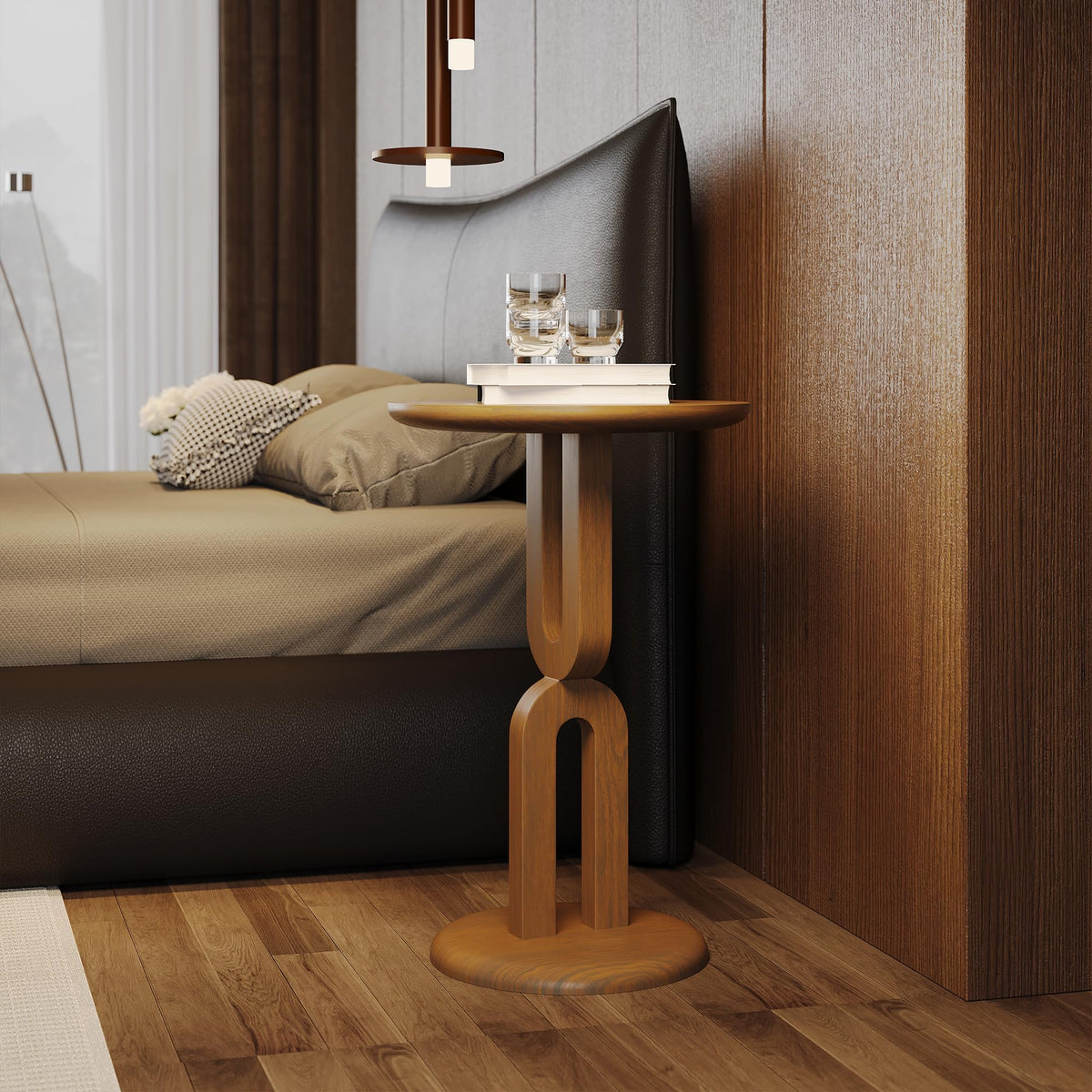 Rosolaratop Solid Wood End Table with Sturdy U-Shaped Base, Modern Accent Side Table for Living Room Bedroom, Natural Ash Wood, Easy Assembly (15.75" L x 15.75" W x 23.62" H)