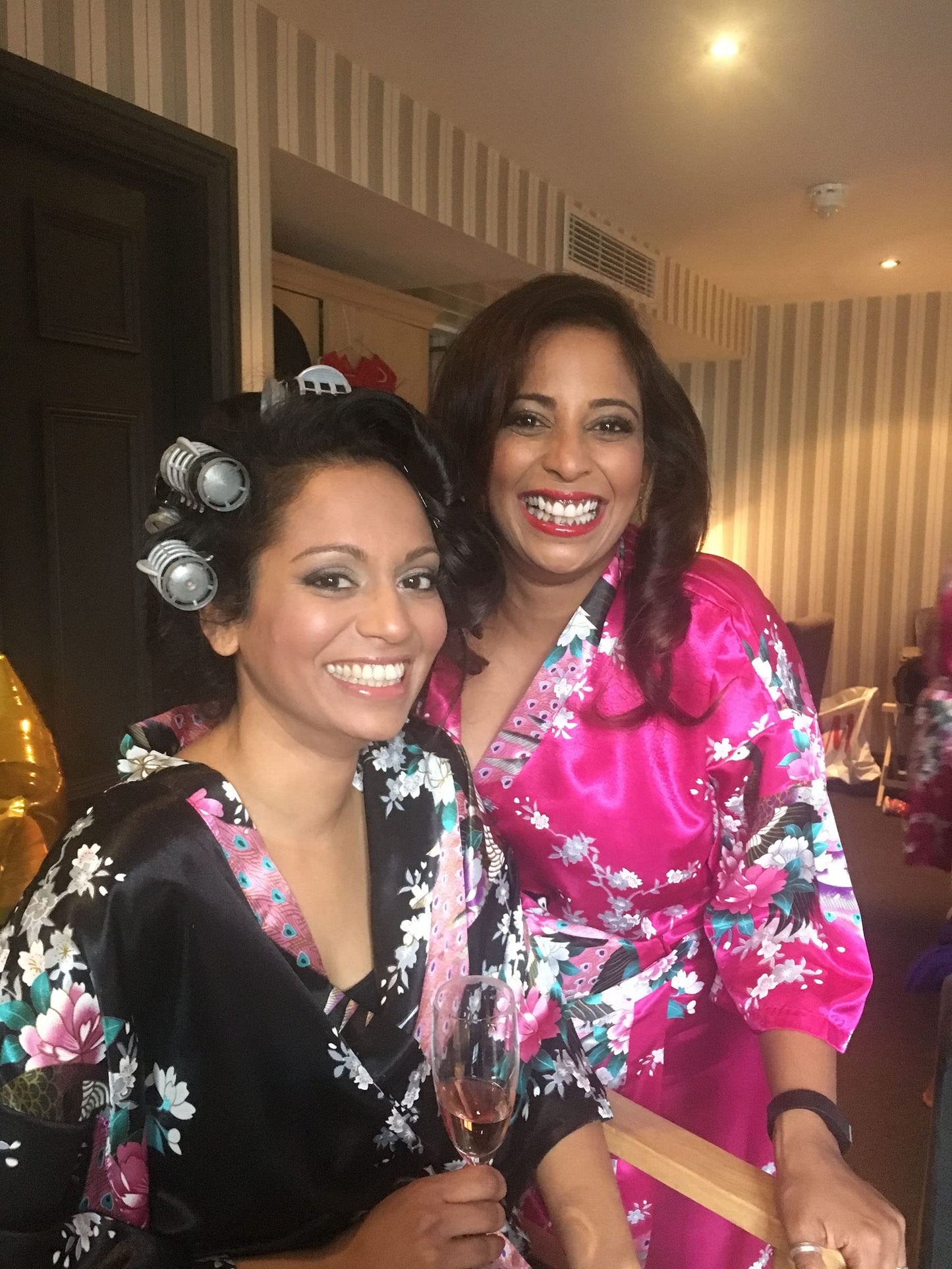 Lovasy Kimono Dressing Gowns Satin Kimono Robe Peacock and Blossoms Silk Dressing Gown for Women UK Long Silk Bride and Bridesmaid Robes,Black,XL