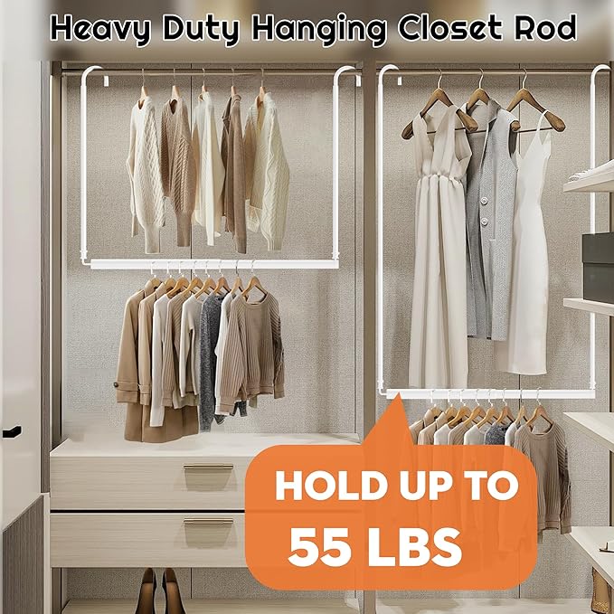 Hanging Closet Rod Adjustable Width Height Closet Rod
