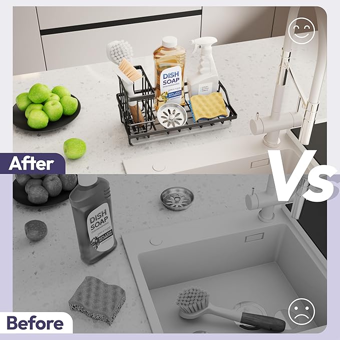 SWTYMIKI Large Sink Caddy Kitchen Sink Organizer