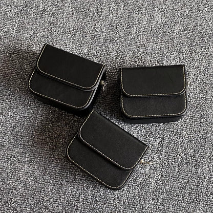 Earplug box, PU leather box for in ear headphones, portable protective case for wired headphones, storage bag for headphone accessories (black)