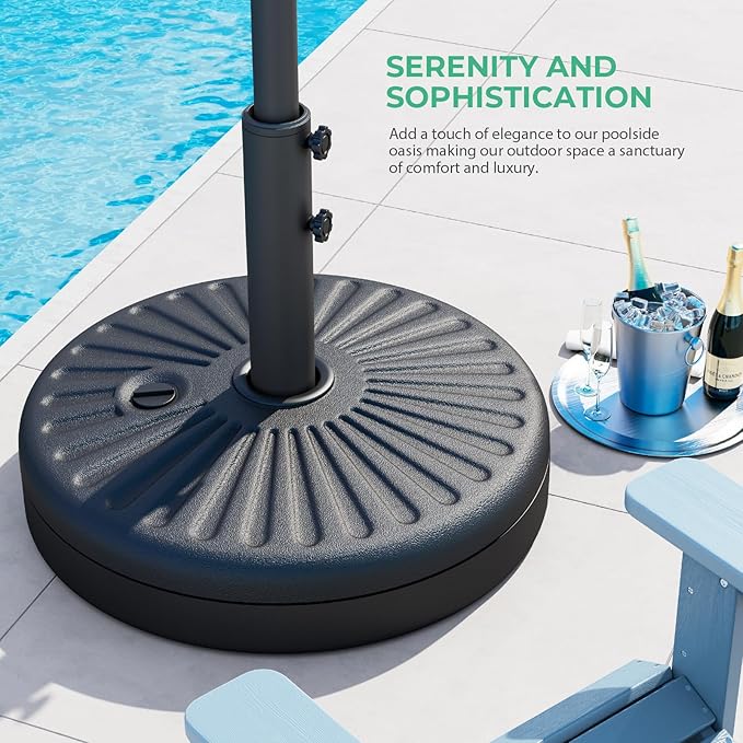 JEAREY 81.5lb Max Capacity Patio Umbrella Stand, Outdoor Umbrella Base Water Filled Stand, Heavy Duty Market Umbrella Holder for Patio, Deck, Poolside (Black)