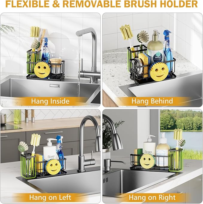 Epicano Sink Caddy Sponge Holder, Smiley Face Sponge Rack