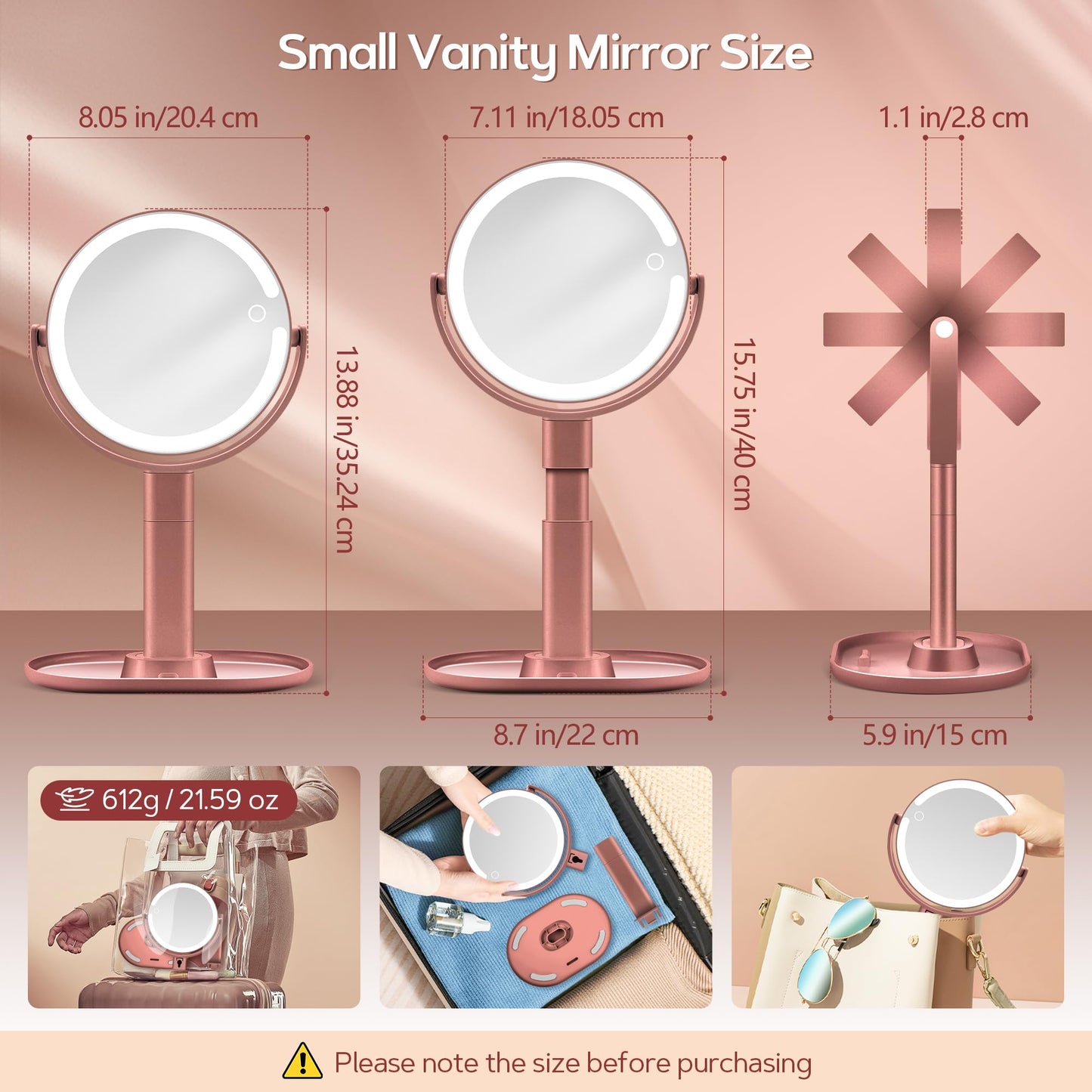 B Beauty Planet Makeup Mirror with Lights, Lighted Magnifying Mirror 30X with 3 Lighting and Adjustable Brightness, 2-Sided Height Adjustable Vanity Mirror for Bathroom, Gifts for Women White