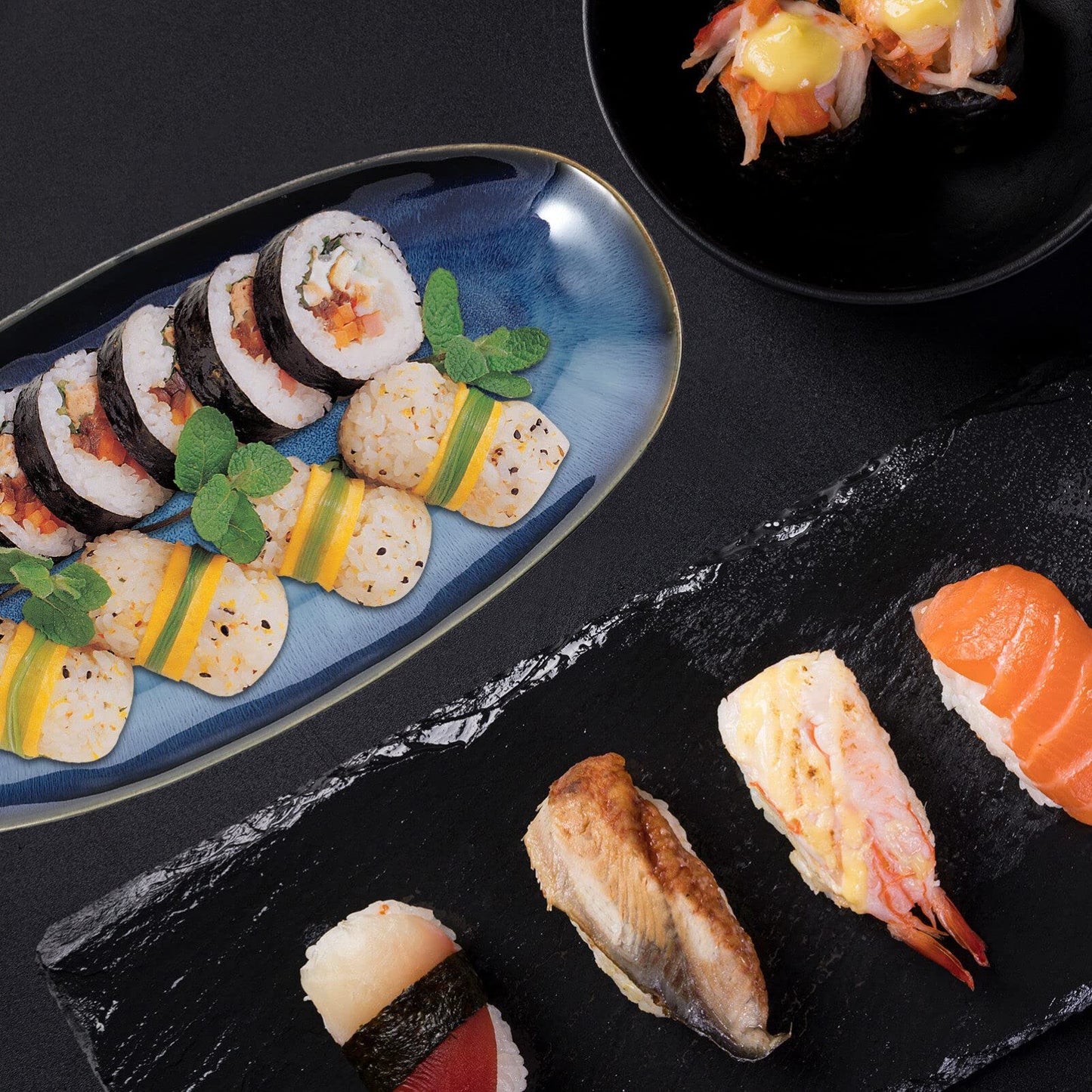 Cabilock Ceramic Sushi Plate 13.66X6.61X1.37In Oval Fish Serving Tray for Home Restaurant Hotel Multi-Function Snack Fruit Food Platter for Entertaining Parties