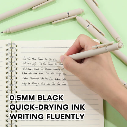 RIANCY Aesthetic Pens Beige Pens 5Pcs 0.5mm Quick Dry Black Ink Gel Pens Fine Point Smooth Writing Cute Pen Japanese Stationary Home Work Essentials Nurse School Gifts Office Supplies