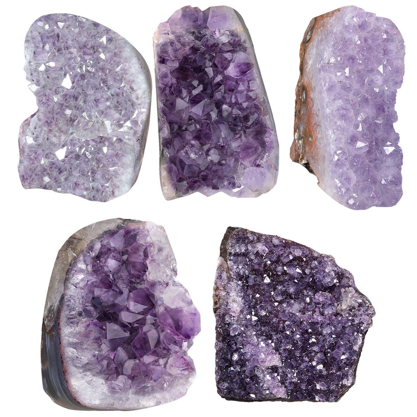 TUMBEELLUWA 500-600g Natural Amethyst Crystal Cluster Gemstone Specimen for Home Decoration Raw Druzy Geode Quartz Stone Figurine for Reiki Healing Meditation, 2.76”-5.3”