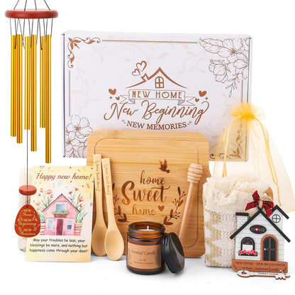 Hoemwarm House Warming Gifts New Home,10 Pcs New House Essentials Closing Gifts for Homebuyers,Gift Basket with Serving Boards Realtors Closing Gift for Women Men