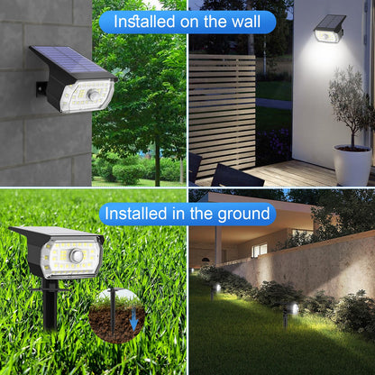 Solar Motion Sensor Lights Outdoor - 43LED Solar Spotlights 650LM, Cold White 650K IP65 Waterproof Wireless, Yard Driveway Walkway2 Pack