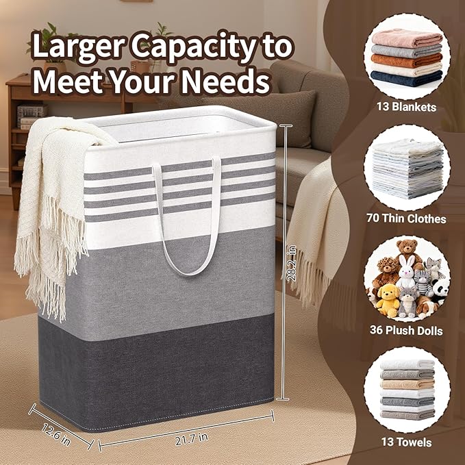 WOWBOX 2 Pack Laundry Hampers Baskets, Freestanding Dirty Clothes Hampers