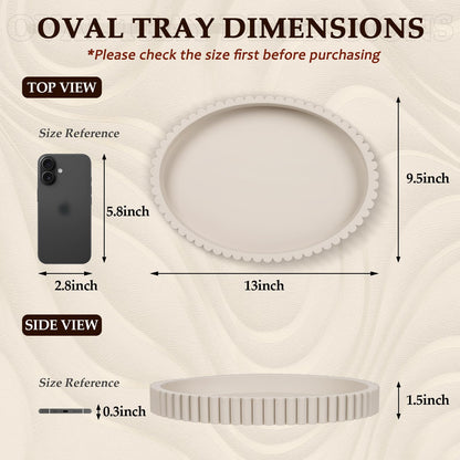 Cathyeen Oval Tray for Coffee Table Decor, 13" Concrete Coffee Table Tray, Table Centerpieces Decorative Trays for Home Decor, Modern Decorative Trays, Centerpiece Trays, Gray