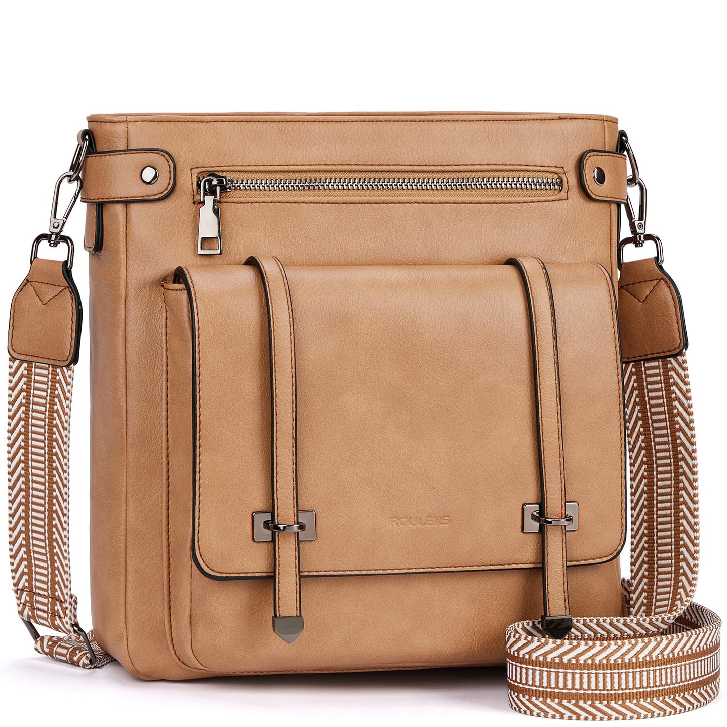 Roulens Crossbody Bags for Women,Multi Pocket Crossbody Purses Vegan Leather Shoulder Handbags Travel Purse Adjustable Strap