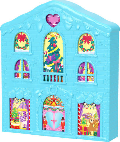 Polly Pocket Dolls Advent Calendar, Gingerbread House Playset with 24 Surprises, Dollhouse Furniture, Toy Car & Holiday Accessories