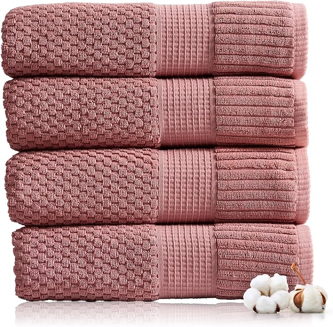 NY Loft 100% Cotton Bath Towel 4 Pack | Super Soft & Absorbent Quick-Dry Bath