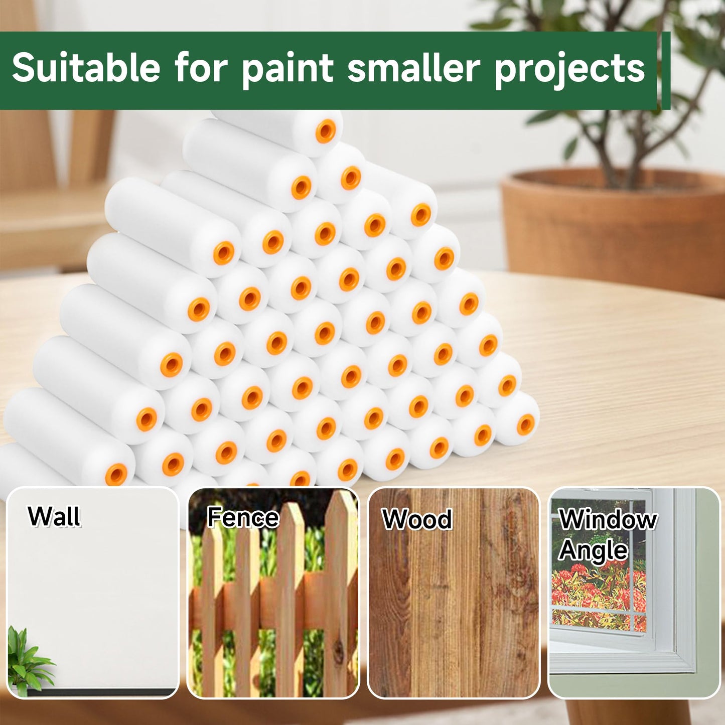 VOOMEY High Density Foam Paint Roller,Paint Roller Covers 6 inch,Small Paint Roller, Sponge Rollers for Painting House,Walls,Ceilings, Doors,Furniture(10 pack)