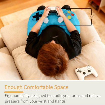 Moginno Gaming Pillow, Lap Desk Reading Pillow for Adults Teens, Arm Support Pillow for Sitting in Bed Sofa, Playing Steam Deck/Switch/Xbox/PS5, Gamer Gifts for Men Teenage Boy, Blue