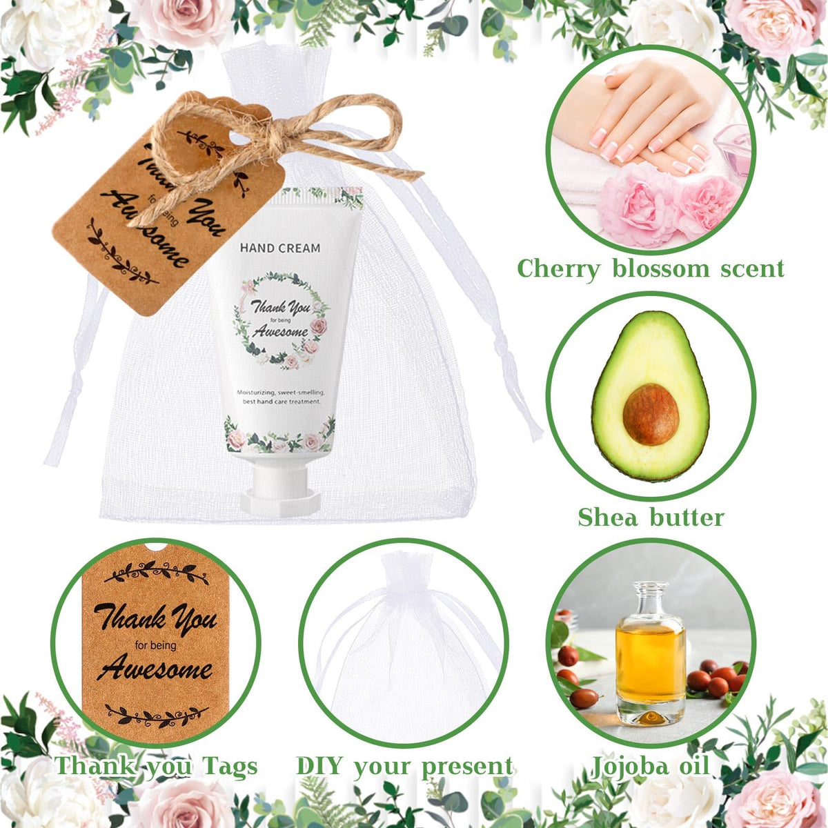 Dansib 24 Sets Employee Appreciation Gifts Hand Mini Lotion Bulk Travel Size Hand Cream Inspirational Thank You Gifts for Employee Staff Teachers Coworkers Team Nurse(Elegant)