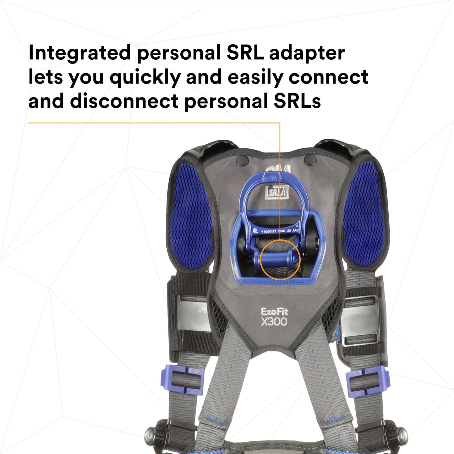 3M 1113130 DBI-SALA ExoFit X300 Comfort Construction Positioning Safety Harness, Construction Fall Protection, Aluminum Back and Hip D-Rings, Auto-Locking Quick Connect Leg and Chest Buckles, X-Large