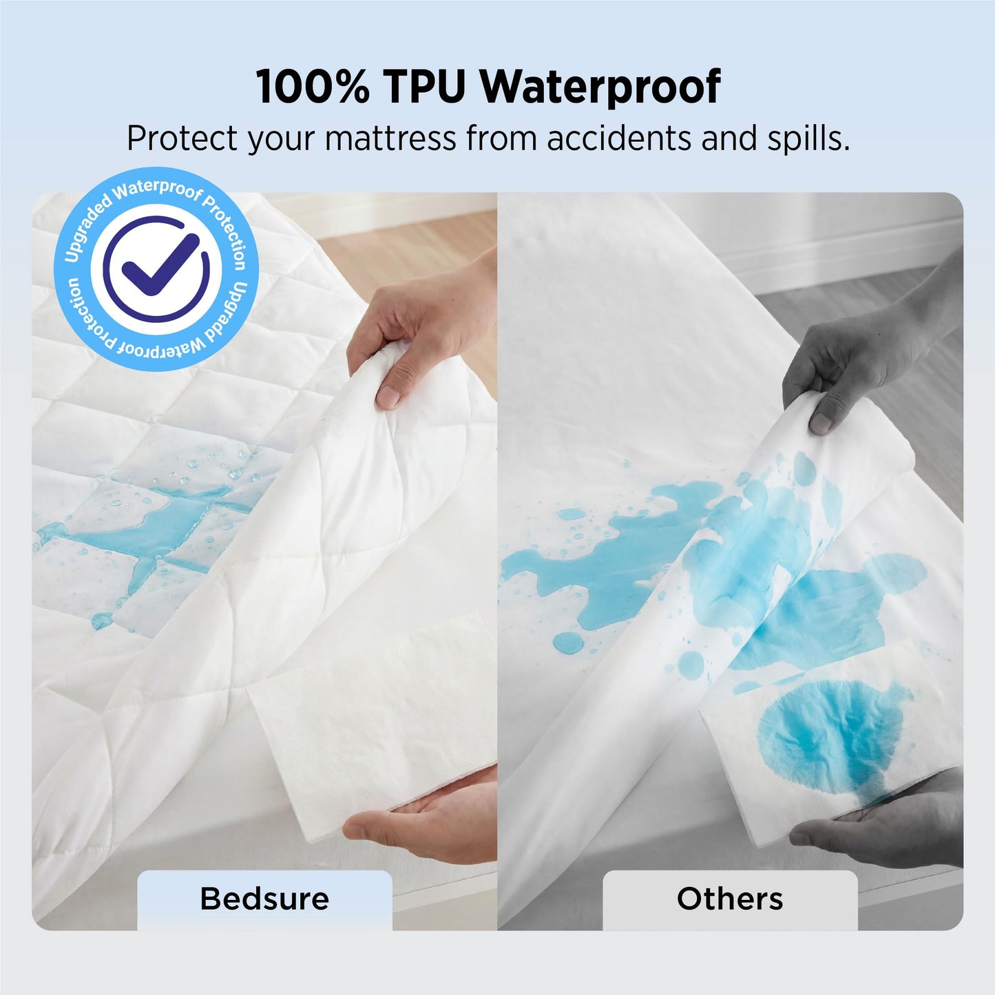 Bedsure King Mattress Protector, Quilted Waterproof Mattress Pad with Deep Pocket up to 22 Inches, Soft Breathable Noiseless Bed Cover, Topper Bed King White for Home, Bedroom, Hotel - White
