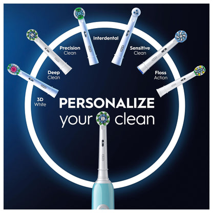 Oral-B Pro 1 Electric Toothbrushes Adults, Oral B Electric Toothbrush, With 3D Cleaning, 1 Toothbrush Head, Gum Pressure Control, 2 Pin UK Plug, Blue, Travel Electric Toothbrush