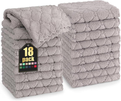 Homaxy 12 Pack Kitchen Dish Cloths (10 x 10 Inches, Grey), Super Soft and Absorbent Coral Velvet Dish Towels, Nonstick Oil Fast Drying Microfiber Cleaning Cloth, No Lint Household Dishcloths