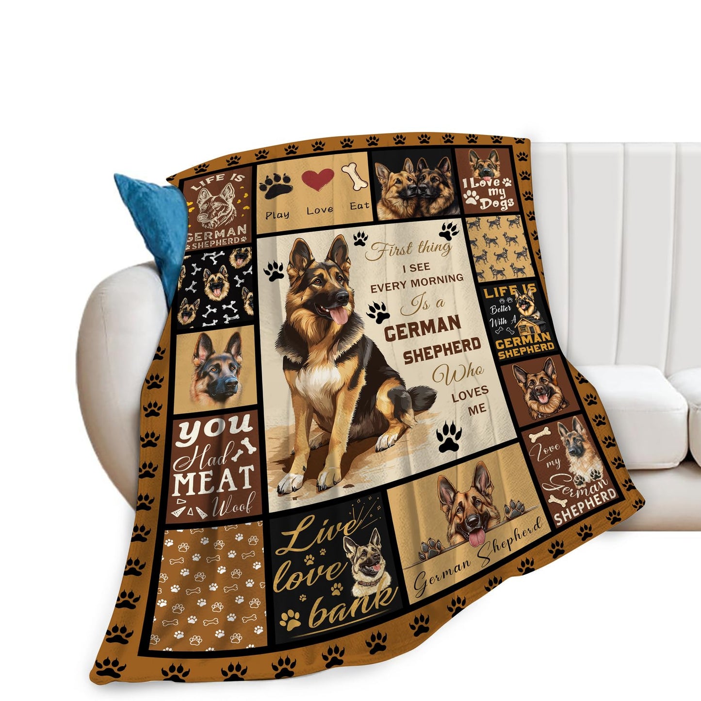 German Shepherd Blanket Soft Fuzzy Fleece Dog Blanket Decor Cozy Warm Plush Flannel Blanket Gifts for Boys Girls Men Women Home Chair Sofa Couch Bed 50"X40"