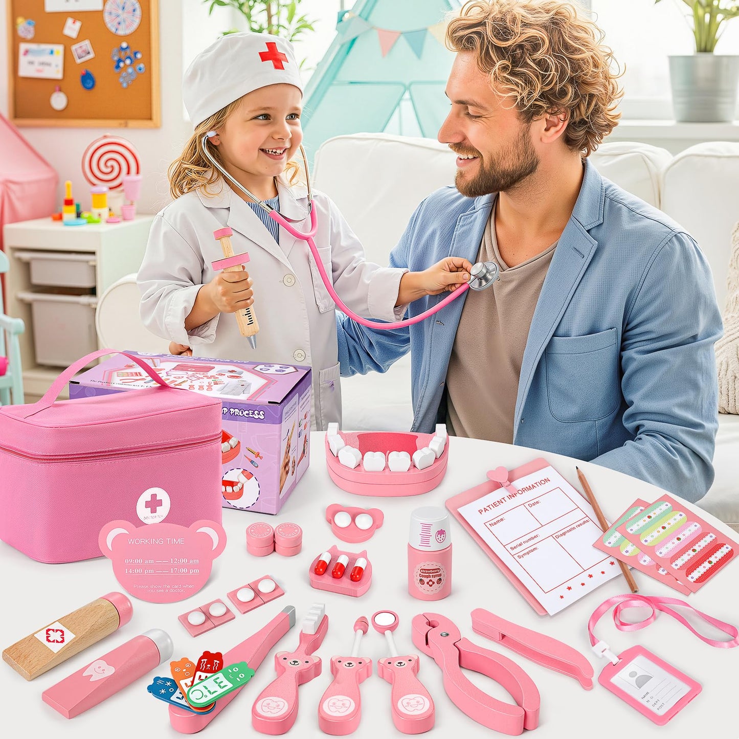 Ophy Doctors Set for Kids, 40-Piece Kids Doctors Sets for 3+ Year Old Boys and Girls Pretend Medical Playset with High simulation Stethoscope Educational Toys Dentist Toys Gifts for 3+ Toddler