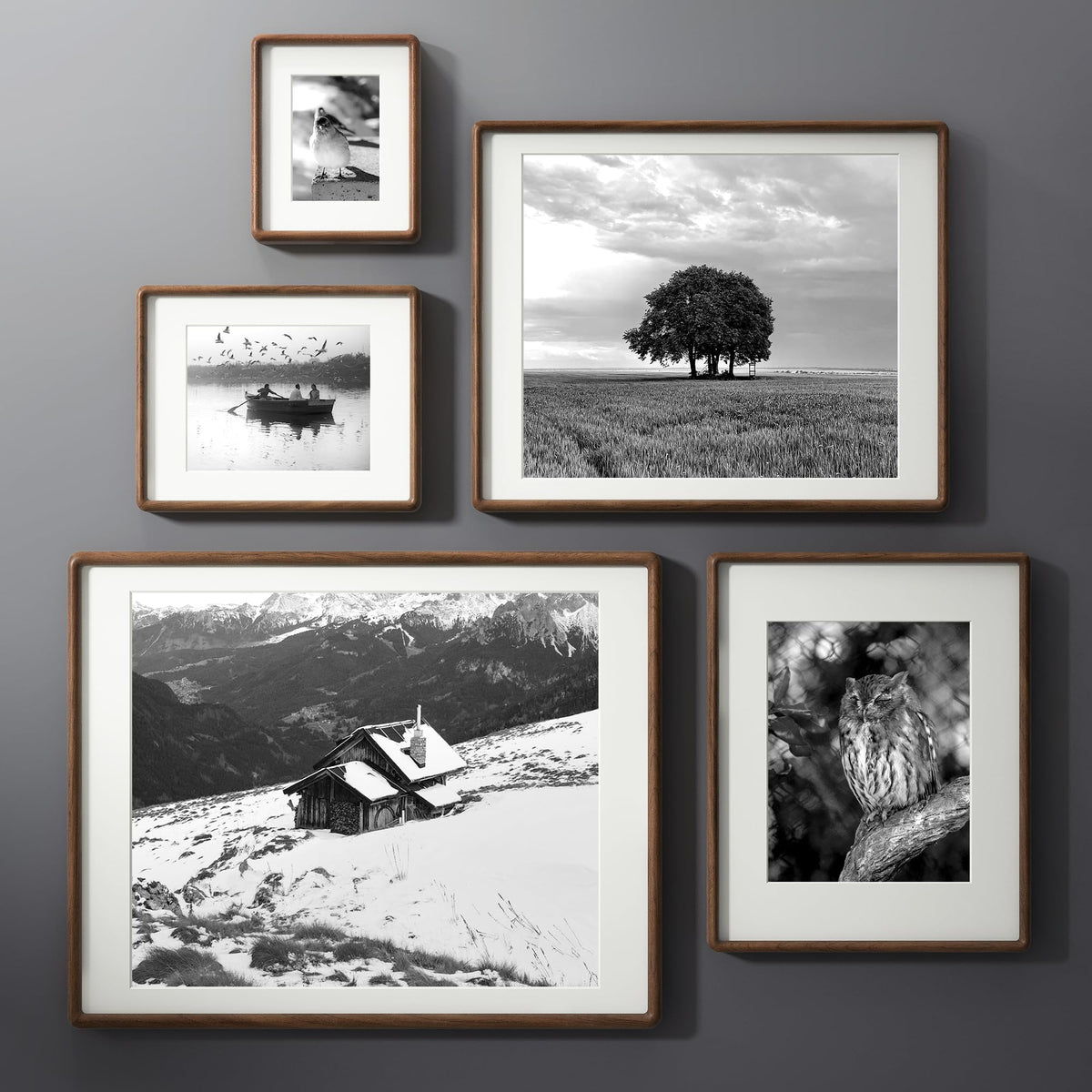 FLYJOE 11x14 Picture Frame, Natural Solid Walnut Wood Photo Frame with HD Tempered Glass, Rounded Corner Wooden Frame 11 x 14 Matted to 8x10, Horizontal or Vertical Wall Mounting