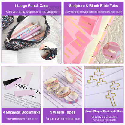 38PCS Cute Stationary Set Bible Journaling Kit with Password Lock Notebook, Pen Case, Mechanical Pencils, Gel Pens, Highlighters, Gift Box & Ballpoint Pens for Study Aesthetic School Supplies