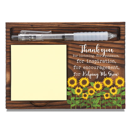 Thank You Teacher Appreciation Gift Desk Organizer, Encouragement Gift for Coworker Mentor Nurse Boss, Wooden Sticky Note Holder Office Desk Decor - FTA755