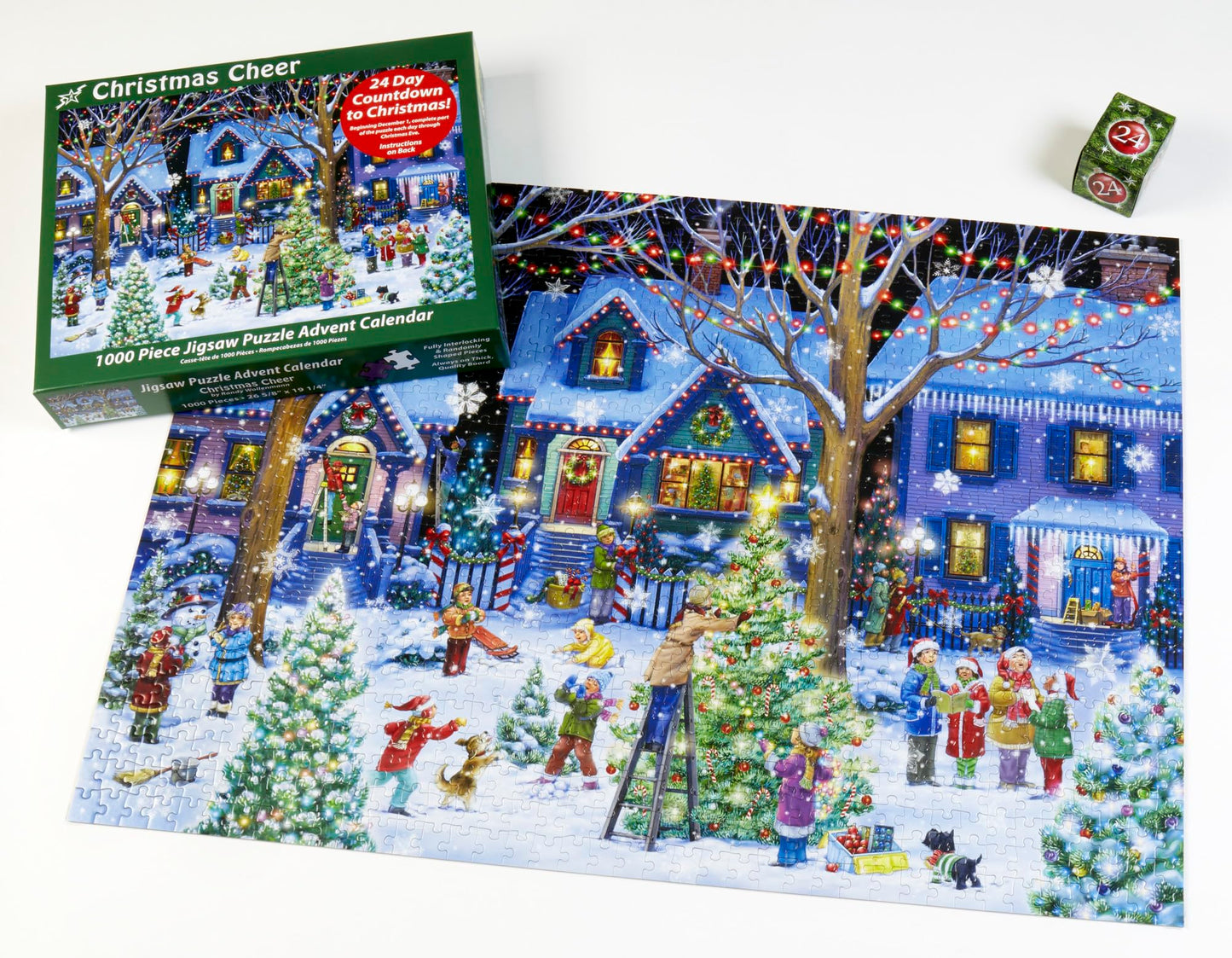 Advent Calendar Jigsaw Puzzle 1000 Pieces - Christmas Cheer by Vermont Christmas Company - Count Down to Christmas Jigsaw Puzzle - Use Year After Year