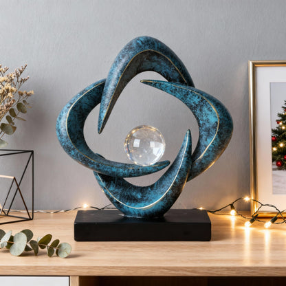 XYQXYQ Abstract Art Sculpture, Resin Gold Decorative Statue, Modern White Ornaments for Living Room, Decorativas Modernas for Coffee Table/Entryway/Office Collectibles (Blue&Gold)