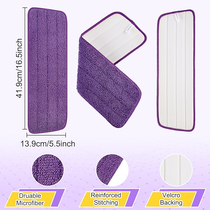 16.5 inch Reusable Mop Pads Microfiber Spray Mop Replacement Heads