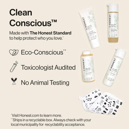 The Honest Company Fragrance-Free Bathtime Gift Set, Hypoallergenic, Bath Essentials for Sensitive Skin, Shampoo and Body Wash, Face Lotion, Bubble Bath, Conditioner, Wash Cloth