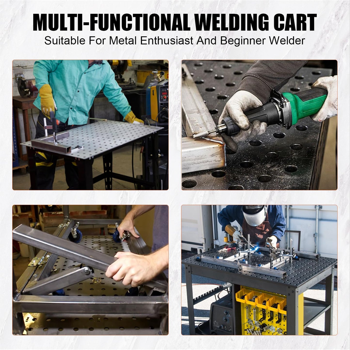 36x24 Steel Welding Table,1200 Lb Portable Welding Fixture Table for Shop,Rolling Welding Table with 5/8" Holes for Shop Garage